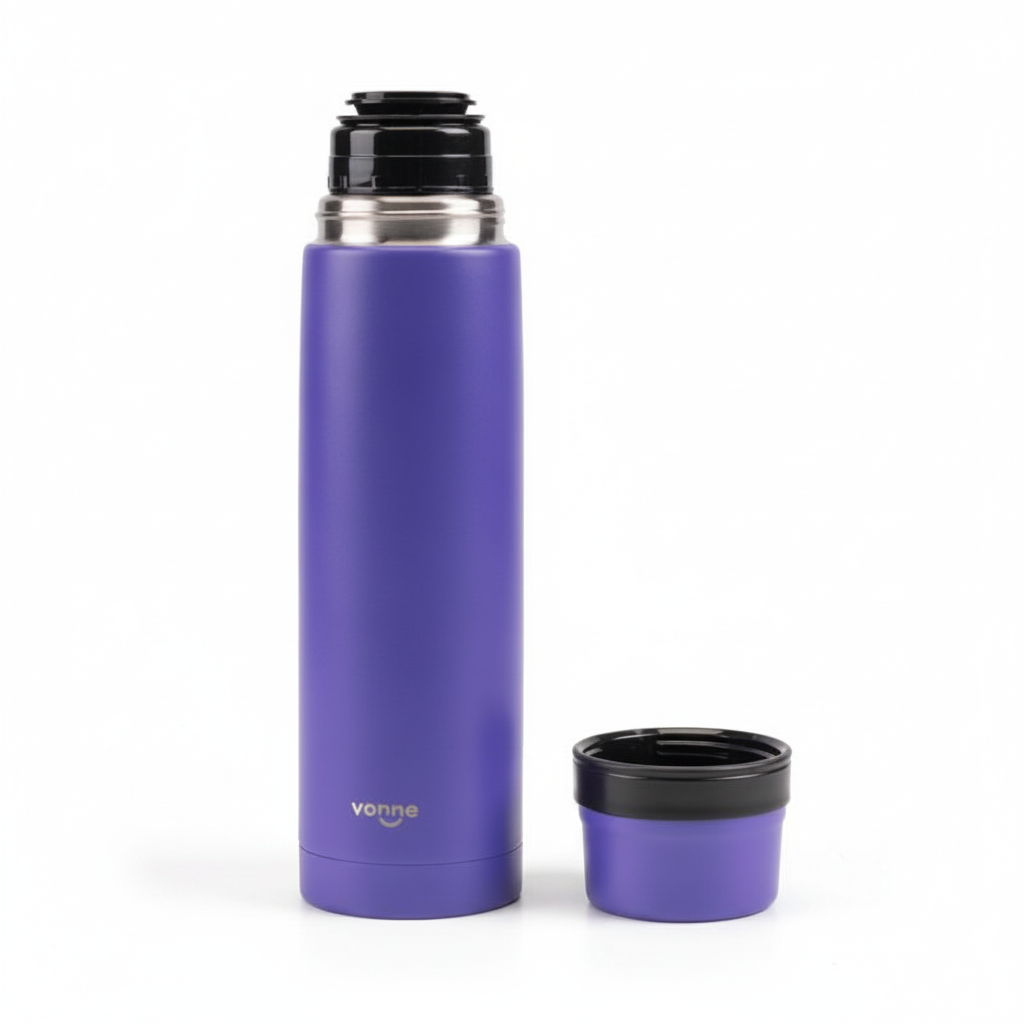 Termo de Acero Inoxidable 1000 ml Vonne Violeta – Doble Pared AISI 304 - Fondo blanco