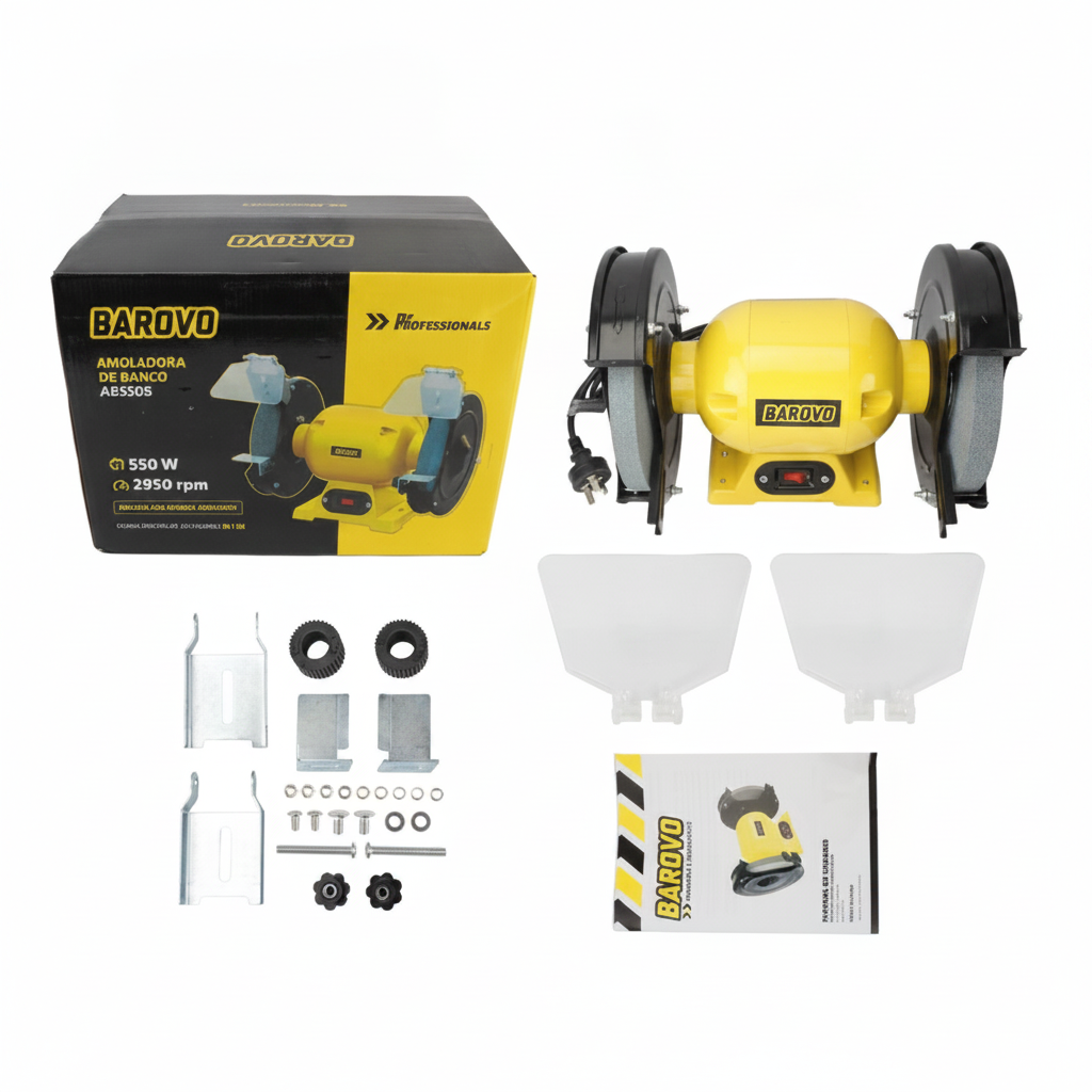 Amoladora de Banco 550 W – Ruedas Abrasivas de 200 mm