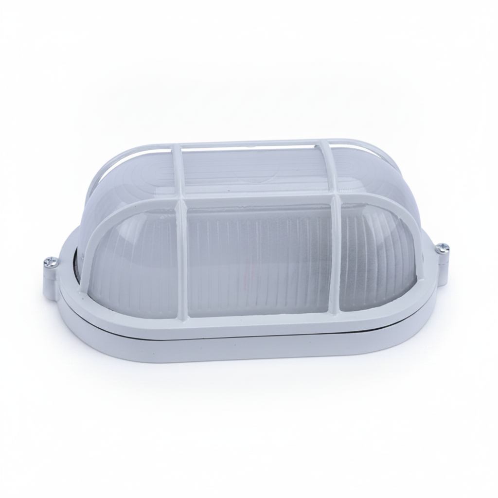 Luminaria Tipo Tortuga Oval 60 W Blanca con Cuerpo de Aluminio y Vidrio
