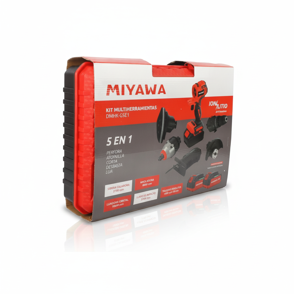 Kit Multiherramientas Inalámbrico 5 en 1 Brushless 20 V – Con 2 Baterías 3,0 Ah y Maletín BMC - Fondo blanco