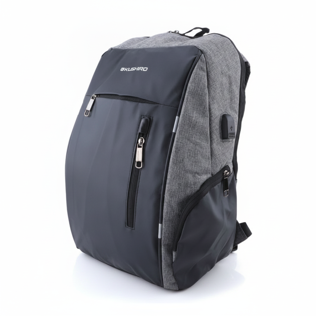 Mochila Urbana y Ejecutiva con Puerto USB (40 Litros) – Negro / Gris