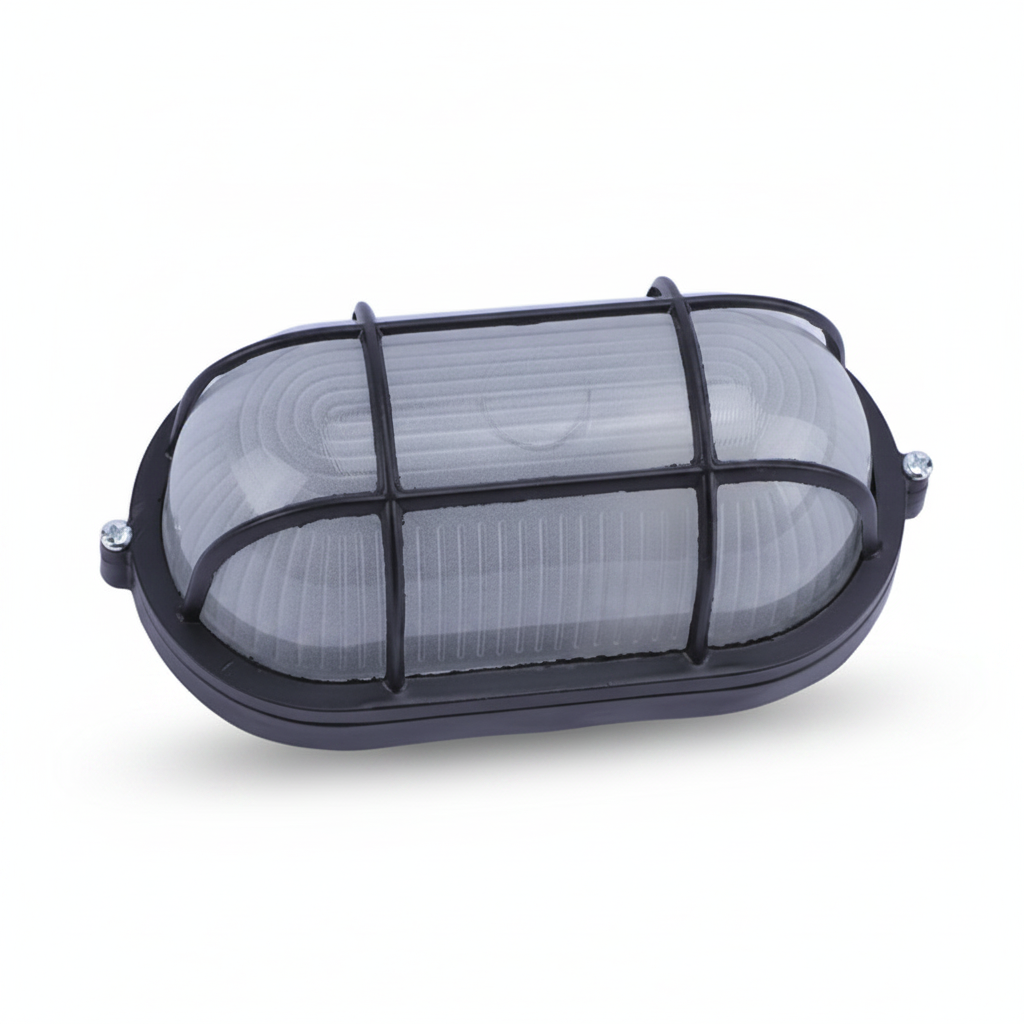Luminaria Tipo Tortuga Oval 60 W Negra con Cuerpo de Aluminio y Vidrio