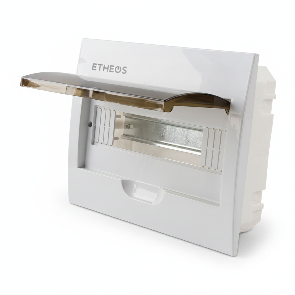 Tablero / Caja Estanca Plástica de Embutir – 12 Módulos DIN - Fondo blanco