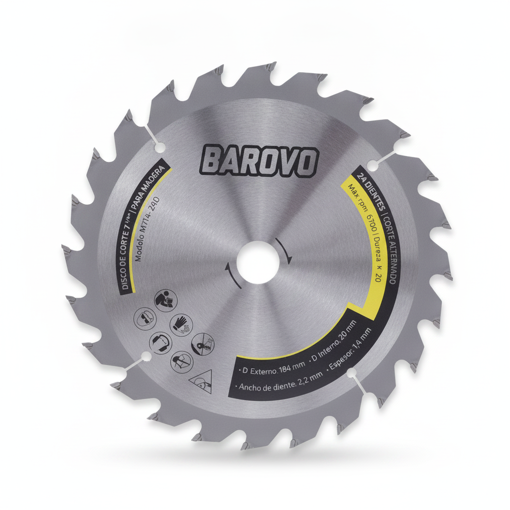 Disco de Sierra Circular para Madera 7 1/4″ (184 mm) – 24 Dientes