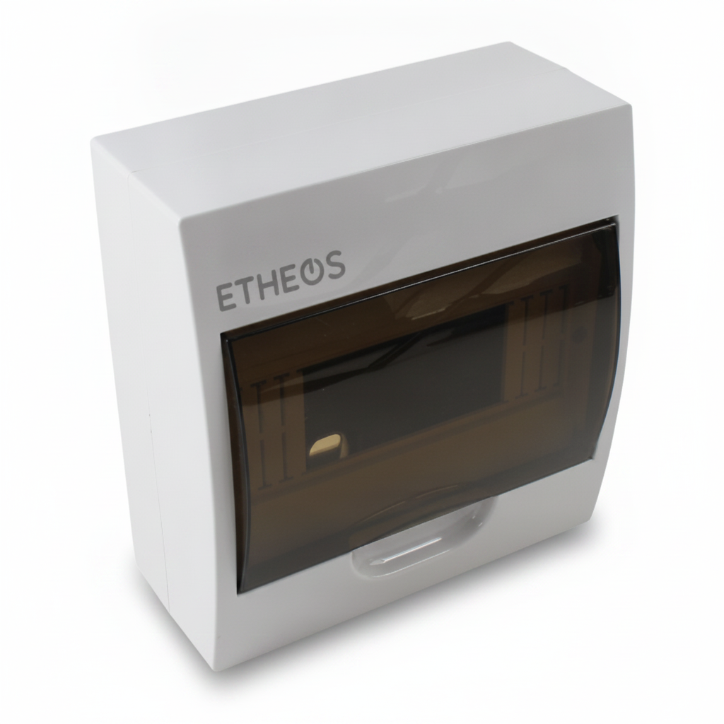 Tablero / Caja Térmica Plástica de Superficie para 8 Módulos con Riel DIN y Borneras (IP40)