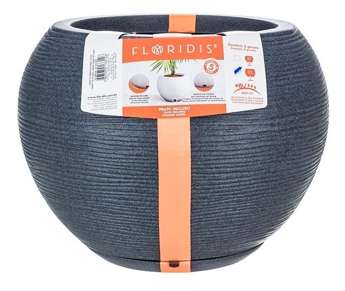 Maceta Floridis Florencia 32×32cm Gris Grafito - 1