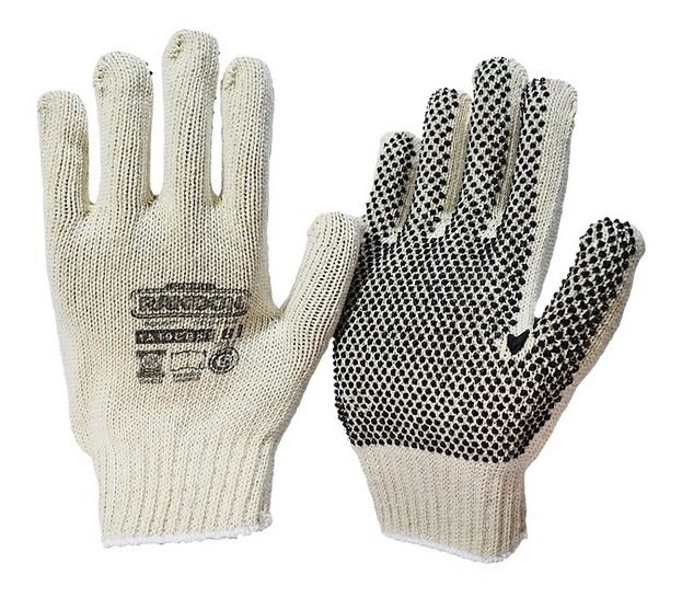 Guantes Liviano Moteado Randon Gris G7 3 Cabos De Algodón