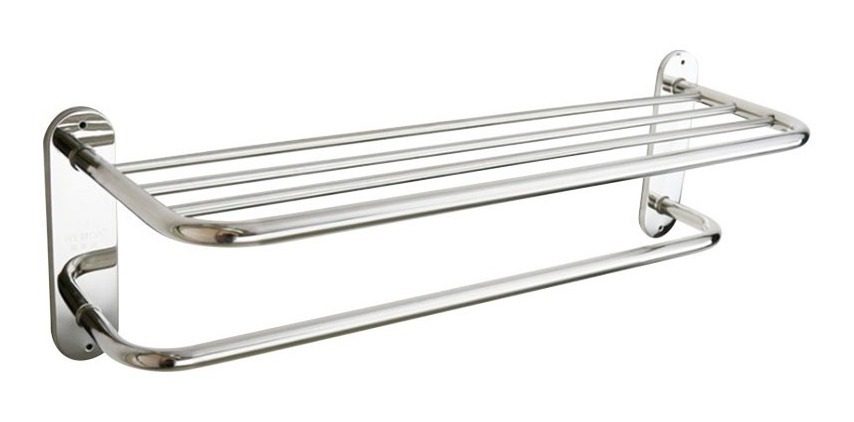 Toallero Repisa Metalico Liviano 64x24×24 Cm Cromo Brillante