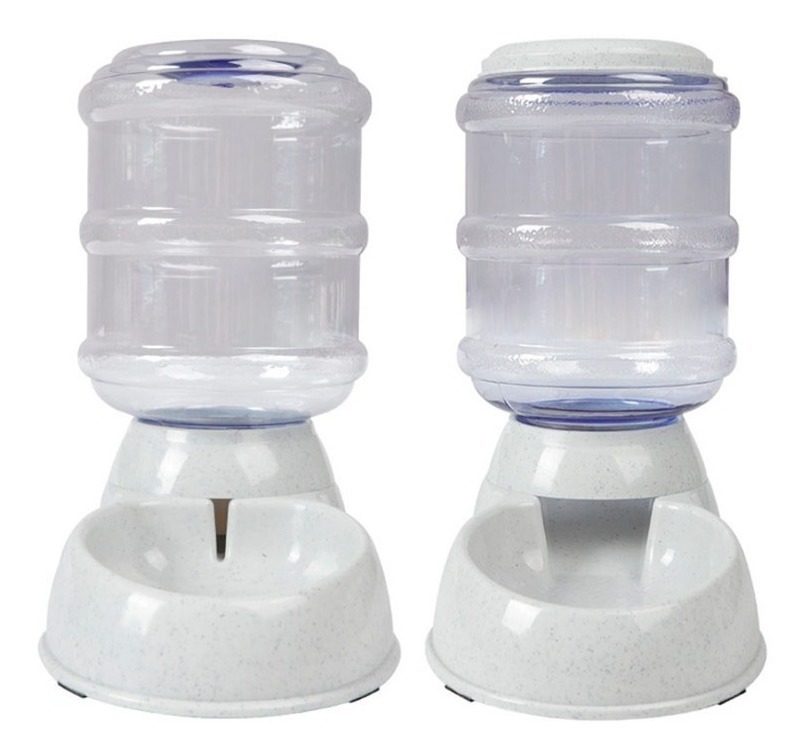 Set Comedero Y Bebedero Dispenser Automatico 3.8lts  Gris
