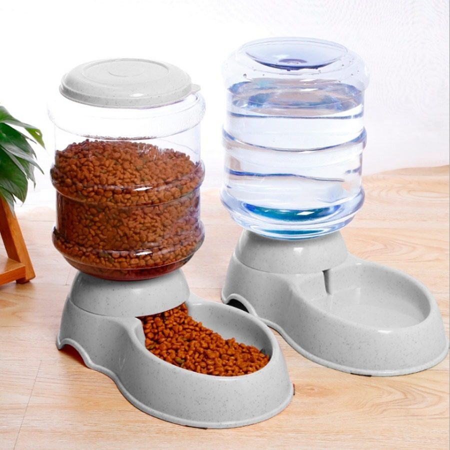 Set Comedero Y Bebedero Dispenser Automatico 3.8lts  Gris - 2