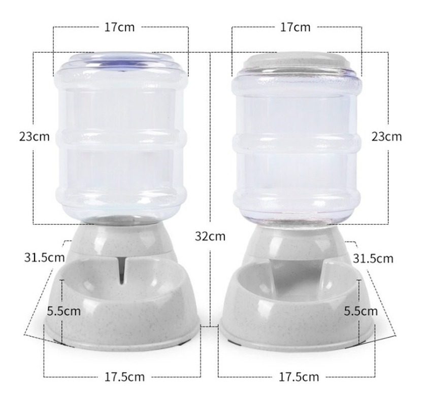 Set Comedero Y Bebedero Dispenser Automatico 3.8lts  Gris - 3