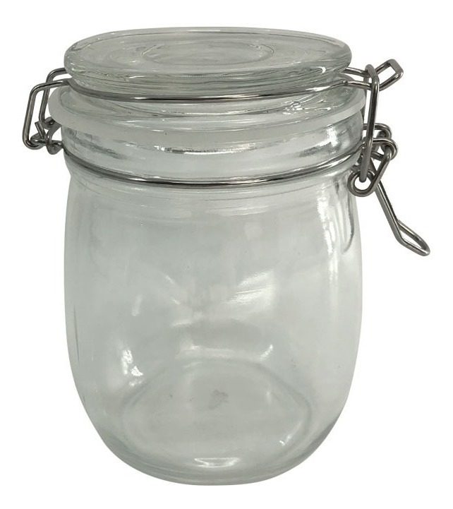 Frasco De Vidrio Con Clip Metálico 800ml 11×11×14cm Vonne Transparente