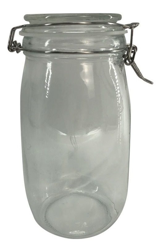 Frasco De Vidrio Con Clip Metálico 1500ml 11×11×22cm Vonne Transparente