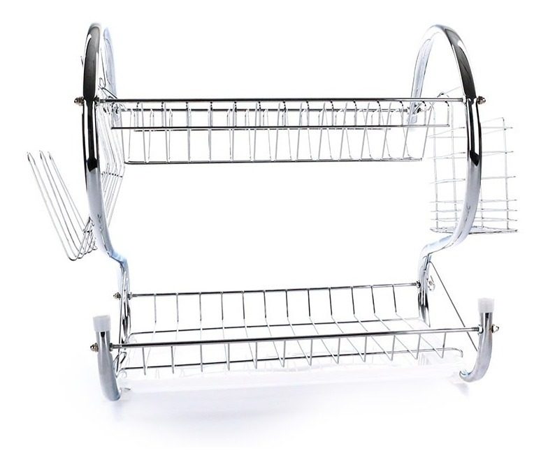 Escurreplatos Dos Niveles C/accesorios Cromados 38×24x39cm  Gris - 2