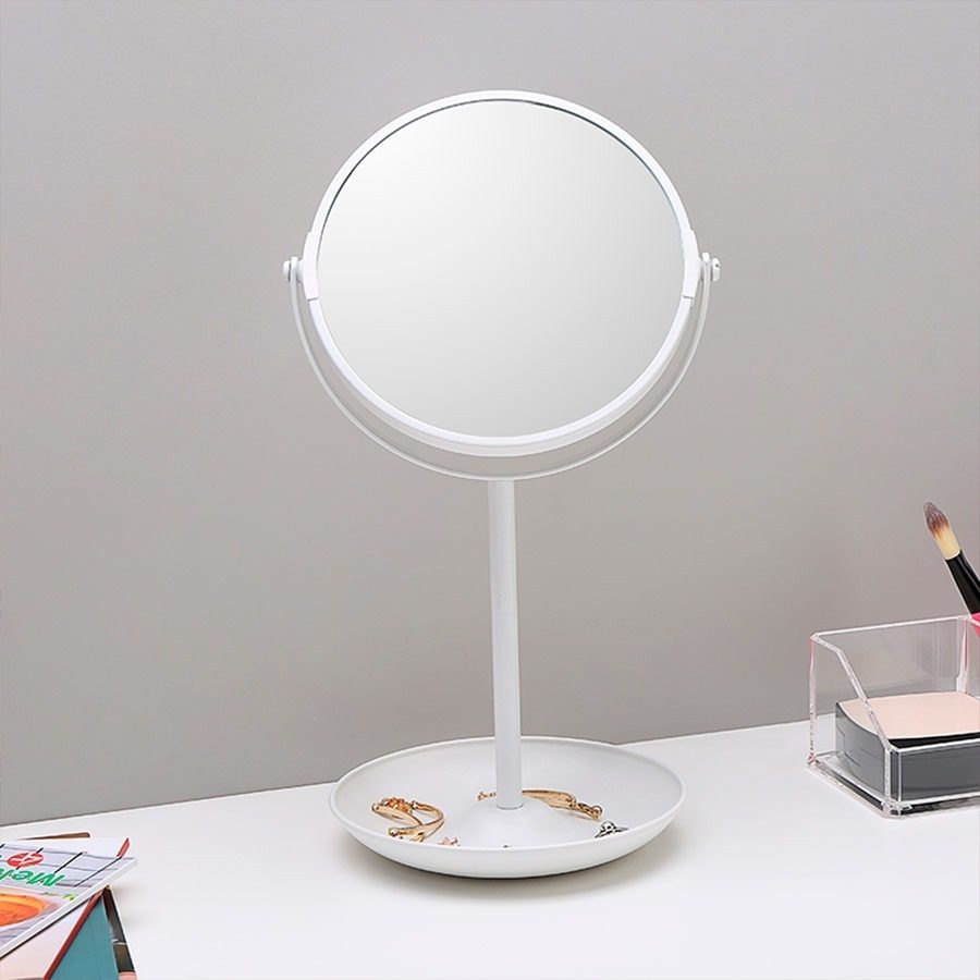 Espejo Mesa Blanco 2 Caras 36,5×16cm Blanco Rotacion 360º Blanco - 2