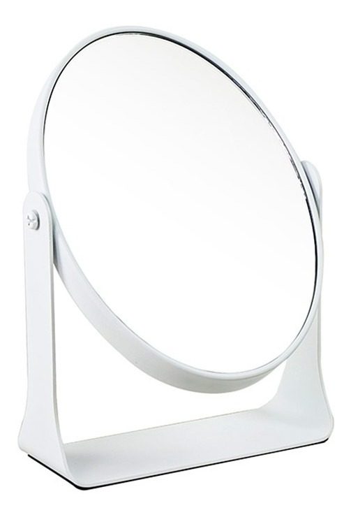 Espejo De Mesa Oval 2 Caras 26×17×7cm Blanco Rotacion 360º