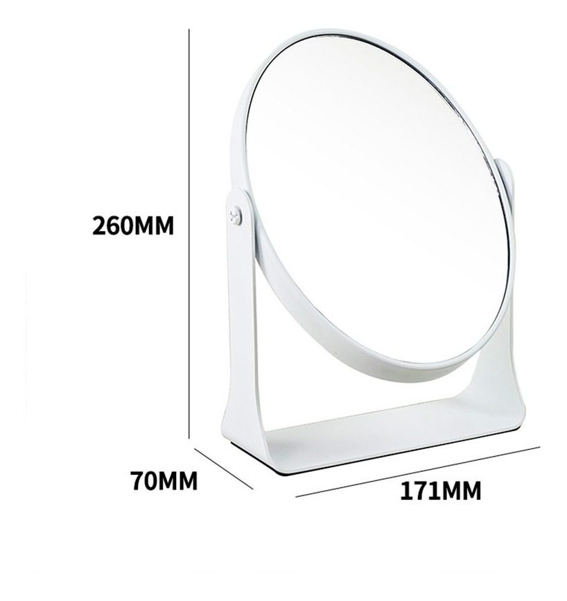 Espejo De Mesa Oval 2 Caras 26×17×7cm Blanco Rotacion 360º  - 1