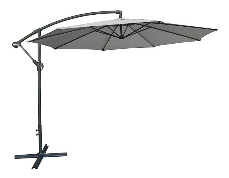 Sombrilla Lateral P/jardín Aluminio Gris Diam 2,95m