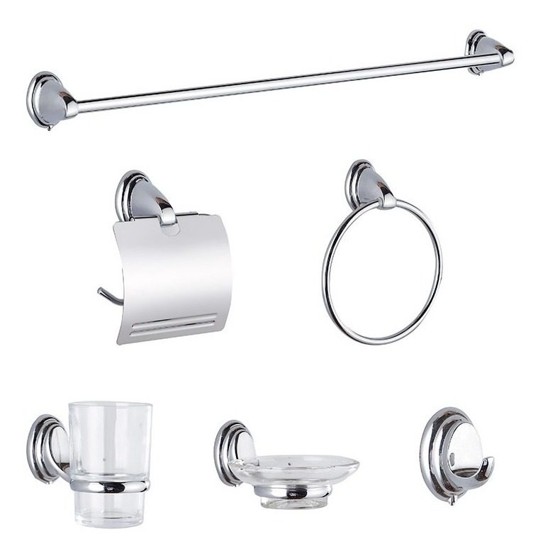 Set De Accesorios De Baño 6 Piezas Drava Cromo Brillante