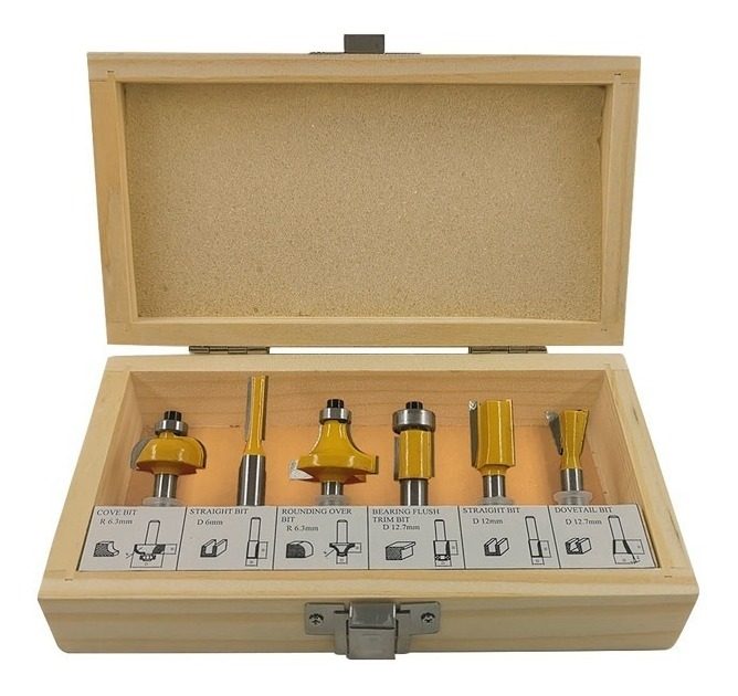Kit 6 Fresas Para Fresadora Aptas Para Madera 1/4  Encastre