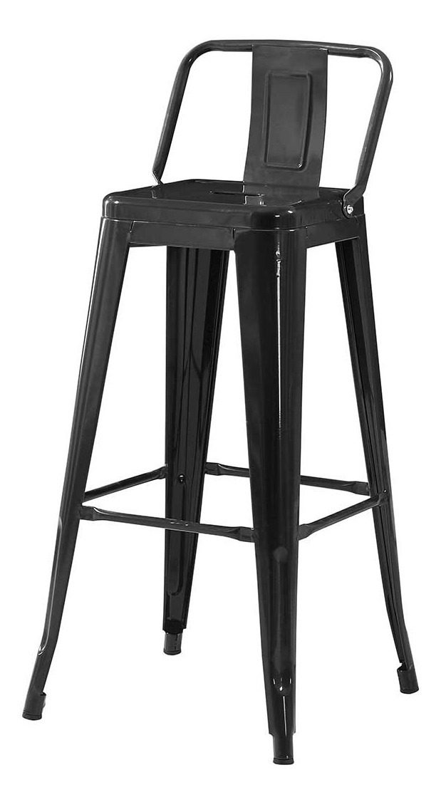 Banqueta Alta Con Respaldo Tolix Negro Metal 43×42,5×96,5cm Negro