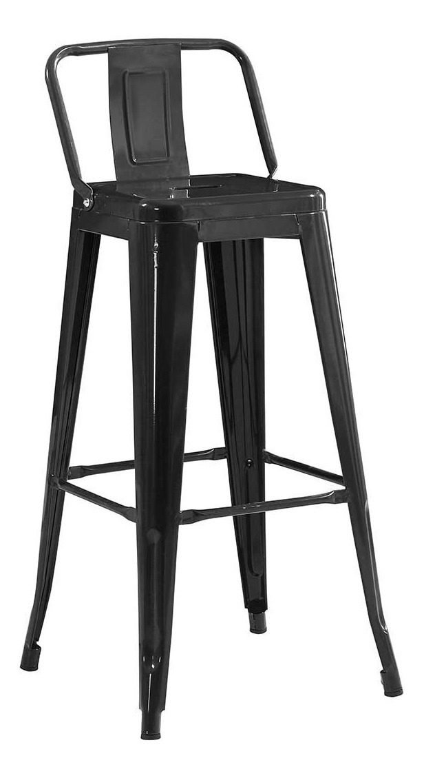 Banqueta Alta Con Respaldo Tolix Negro Metal 43×42,5×96,5cm Negro - 1