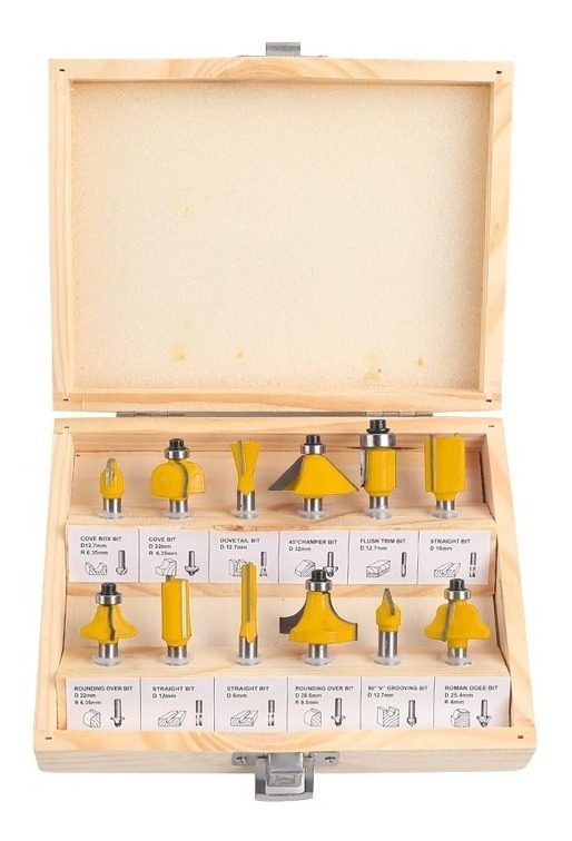 Kit 12 Fresas Para Fresadora Aptas Para Madera 1/4  Encastre