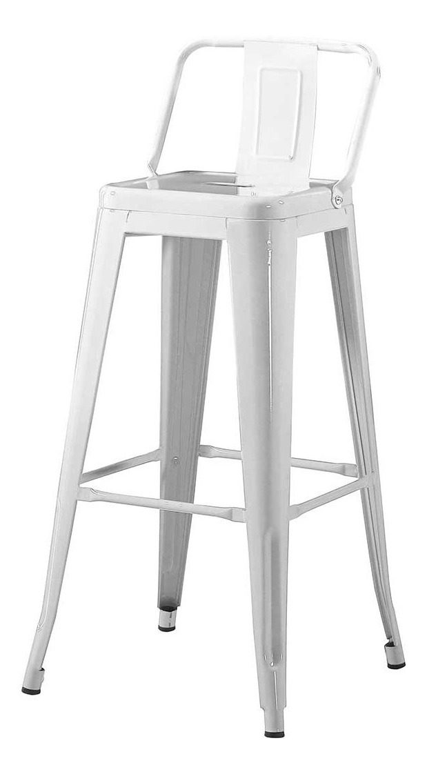 Banqueta Alta Con Respaldo Tolix Blanca Metal 43×42,5×96,5cm Blanco