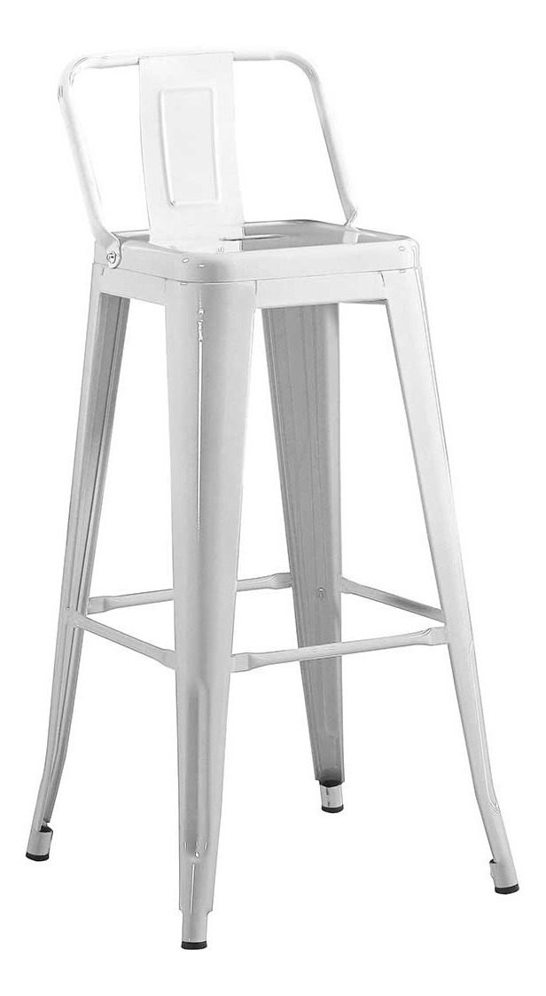 Banqueta Alta Con Respaldo Tolix Blanca Metal 43×42,5×96,5cm Blanco - 1