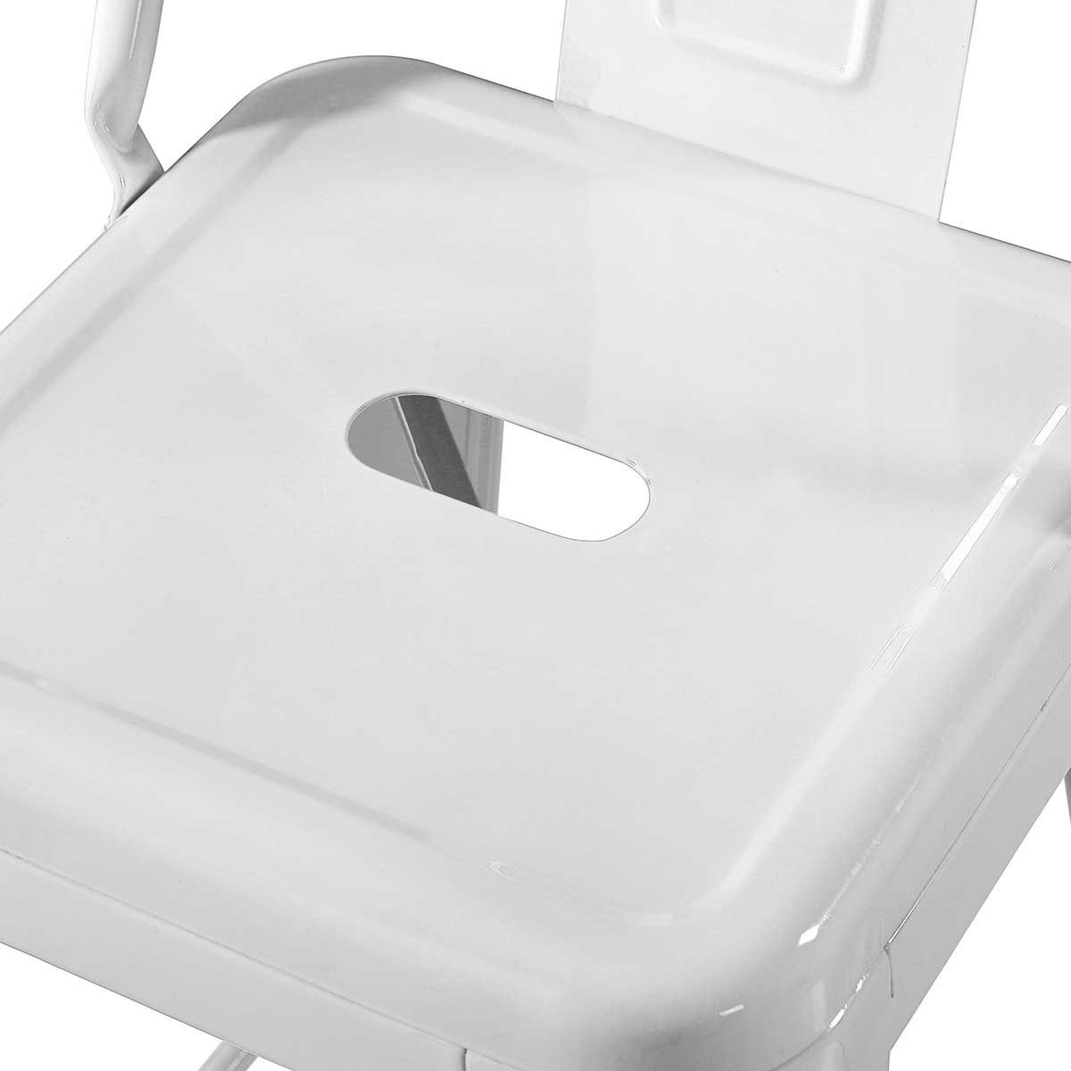 Banqueta Alta Con Respaldo Tolix Blanca Metal 43×42,5×96,5cm Blanco - 3