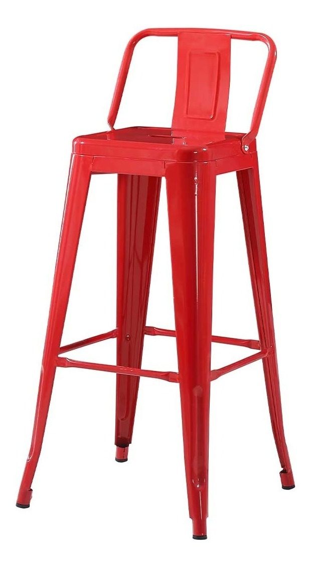 Banqueta Alta Con Respaldo Tolix Roja Metal 43×42,5×96,5cm Rojo