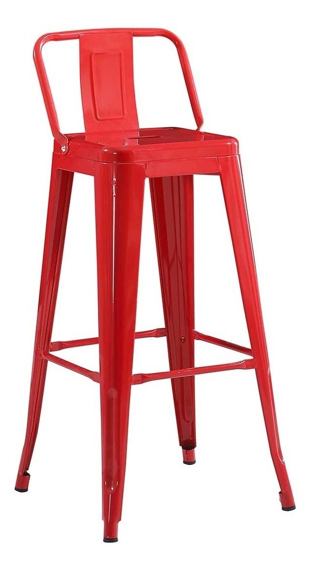 Banqueta Alta Con Respaldo Tolix Roja Metal 43×42,5×96,5cm Rojo - 1