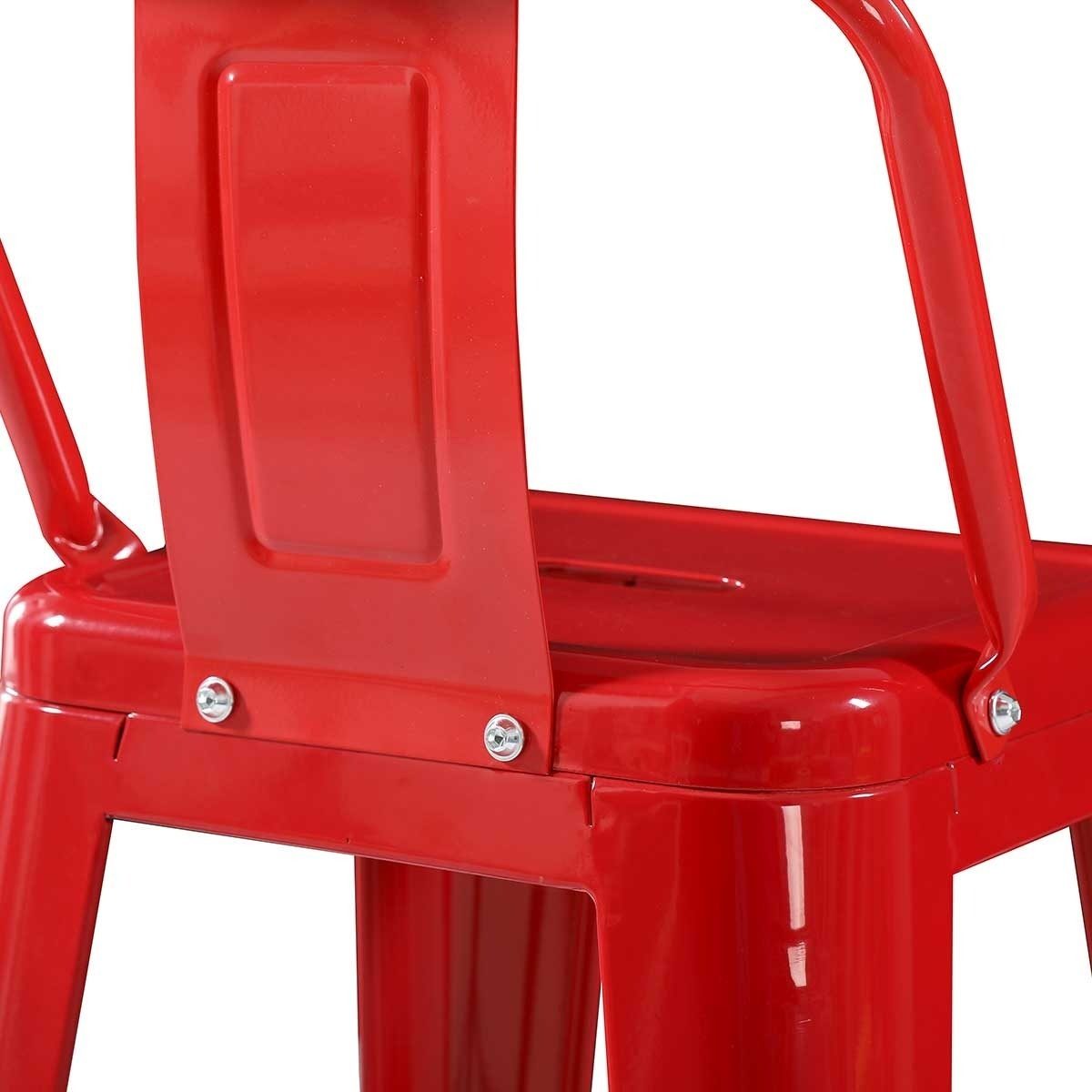 Banqueta Alta Con Respaldo Tolix Roja Metal 43×42,5×96,5cm Rojo - 5