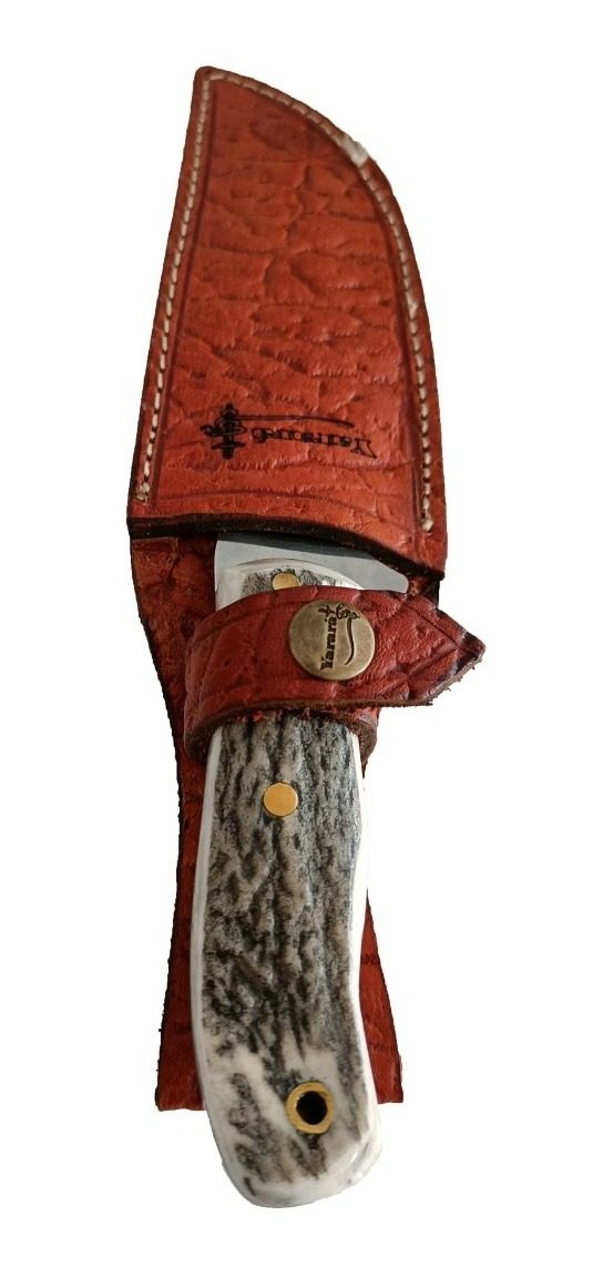 Cuchillo Yarara Cazador 2 Cabo De Ciervo Con Vaina De Cuero Marrón Claro - 6