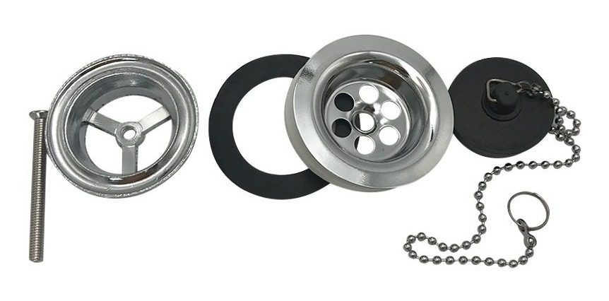 Sopapa Universal Para Desagüe Cromado 1 1/4 B-17 Con Tapon Plateado