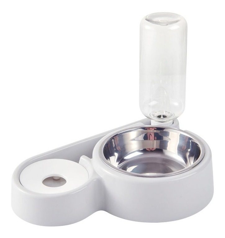Comedero Y Bebedero Botella 500ml Automatico Perros Y Gatos Blanco