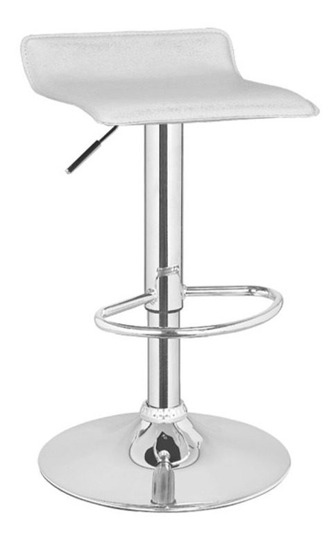 Banqueta Bar Pvc Blanca Base Cromada C/regulación De Altura Blanco