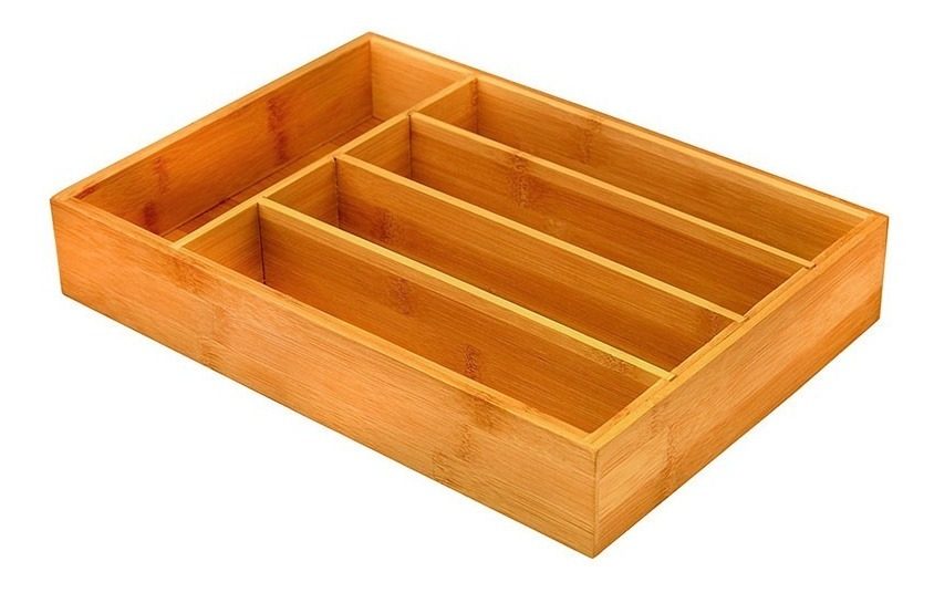 Cubertero Simple De Bambú 35×25×6 Cm Con 5 Compartimientos - 2