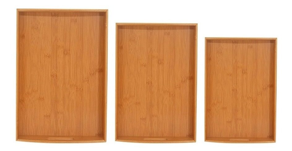 Set De 3 Bandejas De Bambú 46× 31 ×5,5 Peso: 2,8 Kg - 1