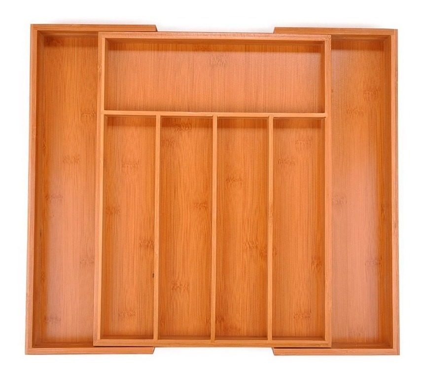 Cubertero Extensible Bambú 29×38×5cm Con 7 Compartimiento - 1