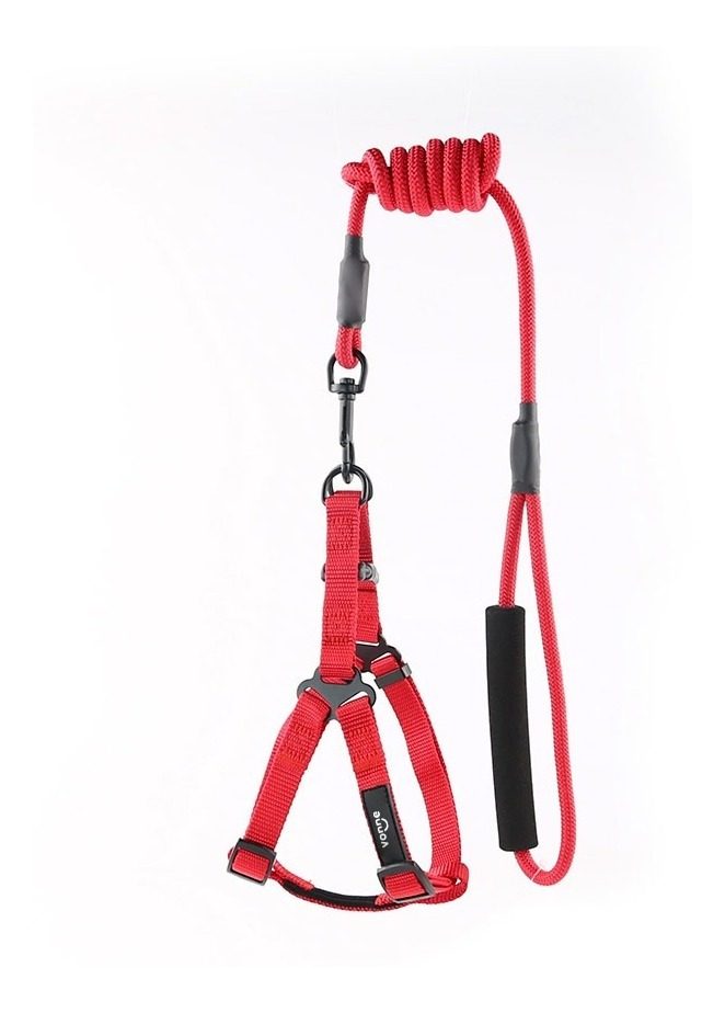Arnés C/correa P/perro M Circunf Pecho 33-50 Cm Largo 1,2 M Rojo