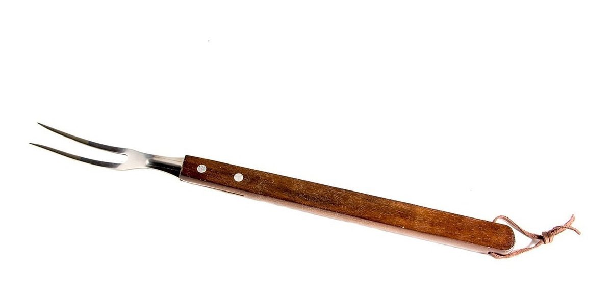 Tenedor P/parrilla Mango De Madera 40 Cm Madera De Hevea