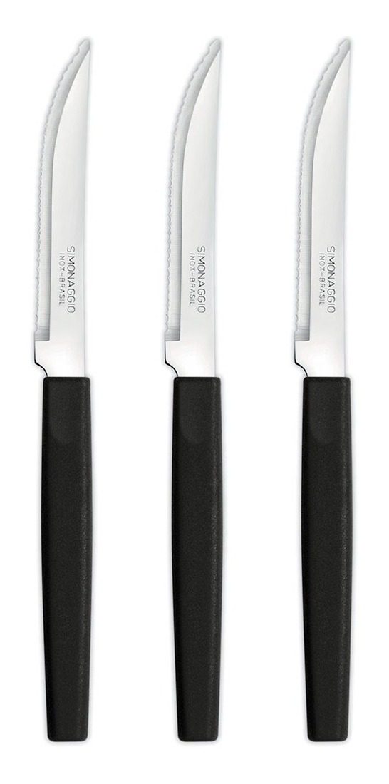 Set De 3 Cuchillos Mango Plástico Negro Belize Negro