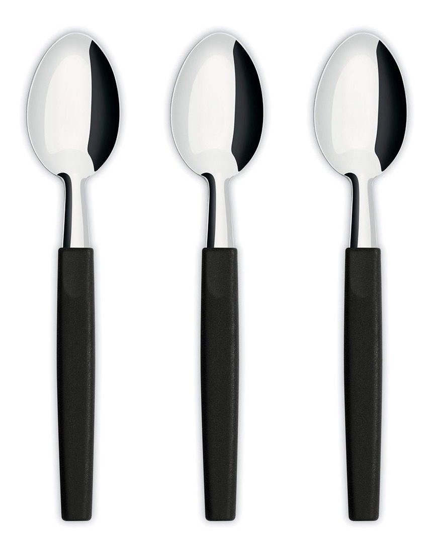 Set De 3 Cucharas Mango Plástico Negro Belize