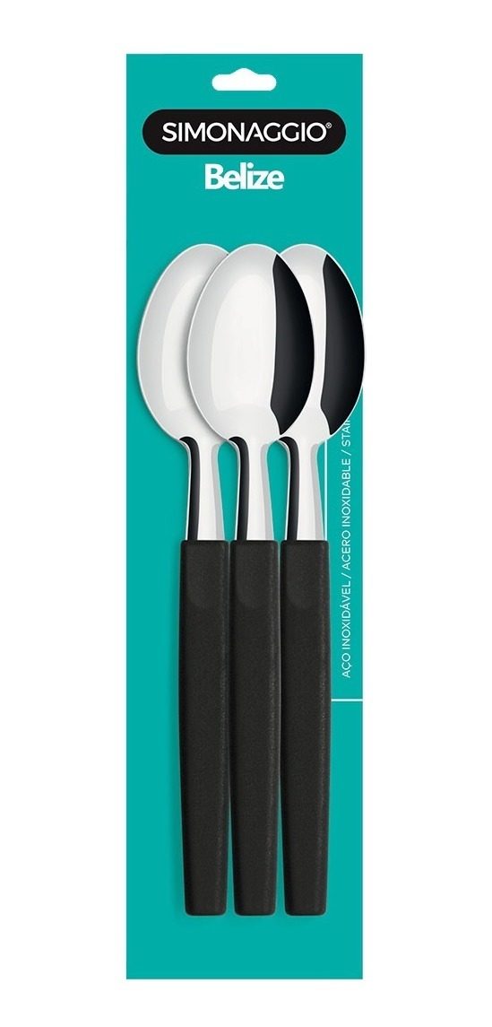 Set De 3 Cucharas Mango Plástico Negro Belize - 2