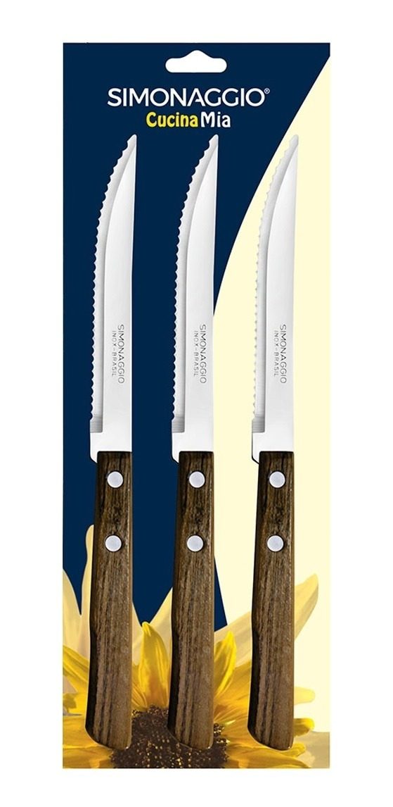 Set De 3 Cuchillos Mango De Madera De Guayubira Marrón - 2