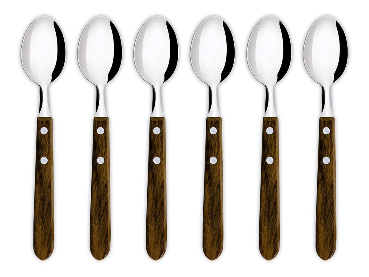 Set De 6 Cucharitas Mango De Guayubira Marrón