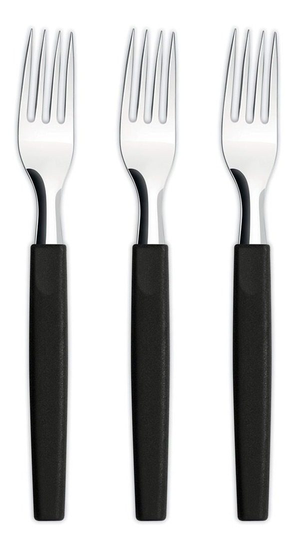 Set De 3 Tenedores Mango Plástico Negro Belize