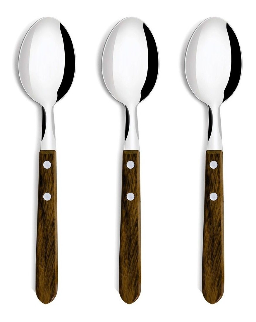 Set De 3 Cucharas Mango De Madera Guayubira Marrón