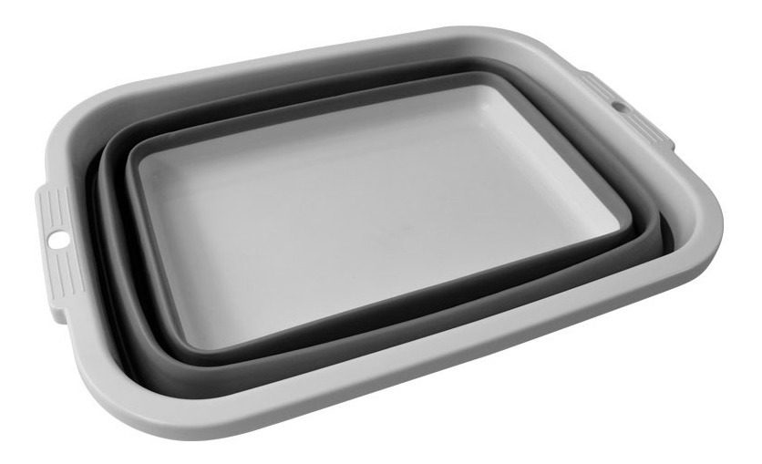 Fuentón Cuadrado Plegable 40×28,5×15cm  Silicona Y Pp Gris - 1